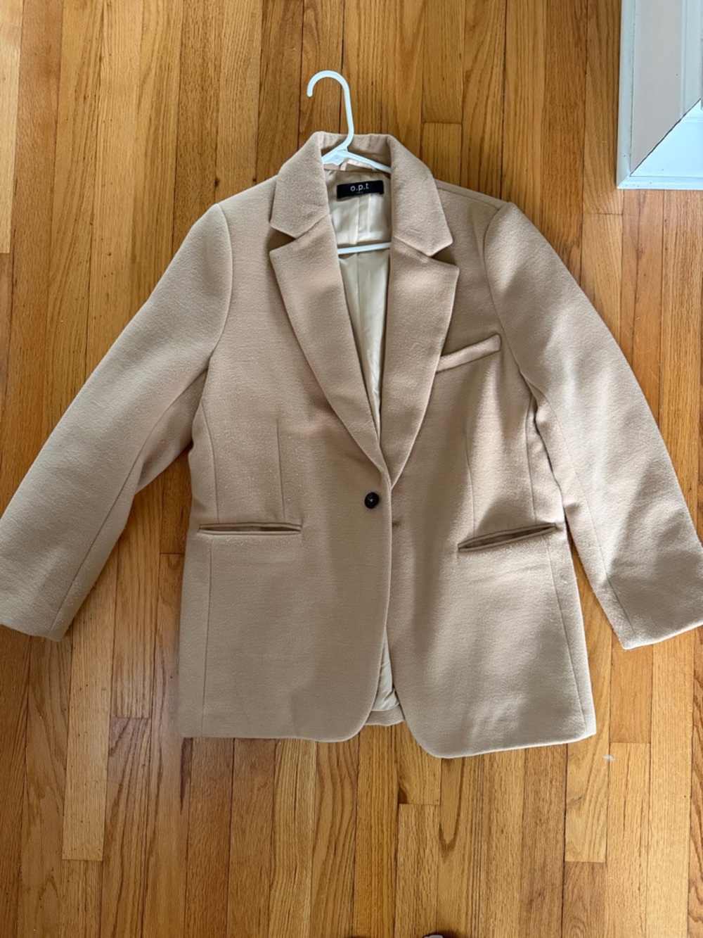 Women's camel Single-Button Tailored Blazer Coat